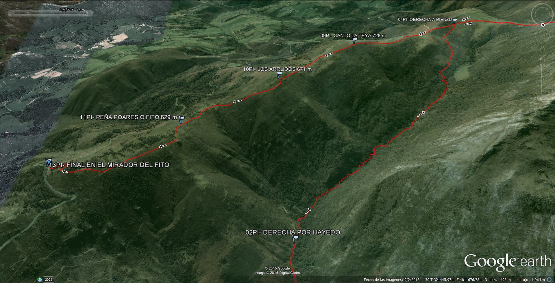 6- Vista desde el NORTE del descenso por la Toya al Mirador del Fito