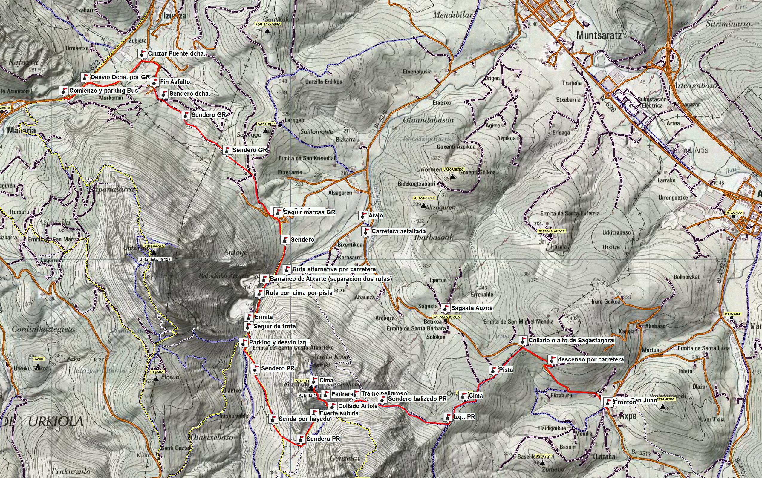 Mapa y Waypoints ASTXIKI (785 m)