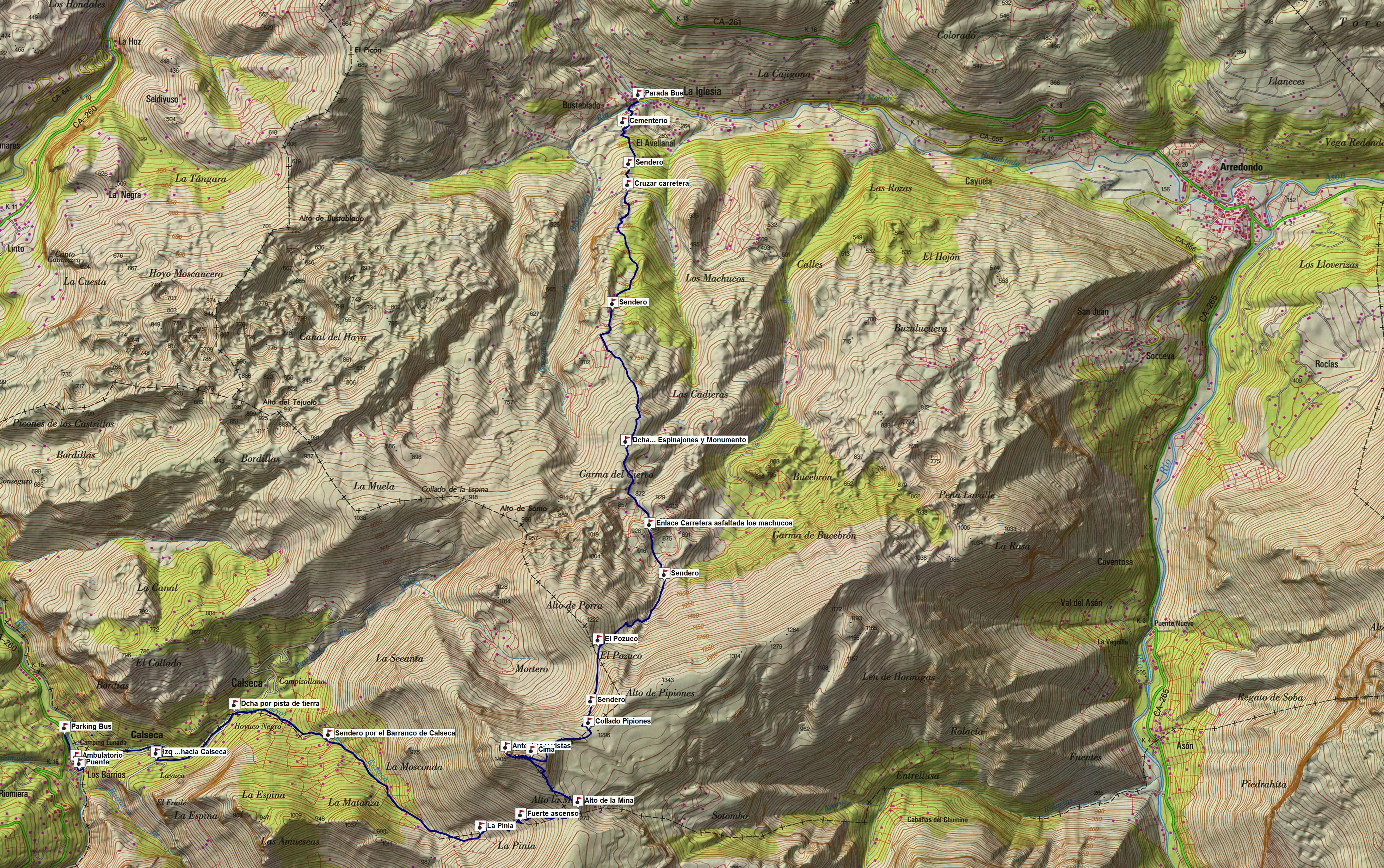 Mapa y Waypoints PORRACOLINA (1.414 m)