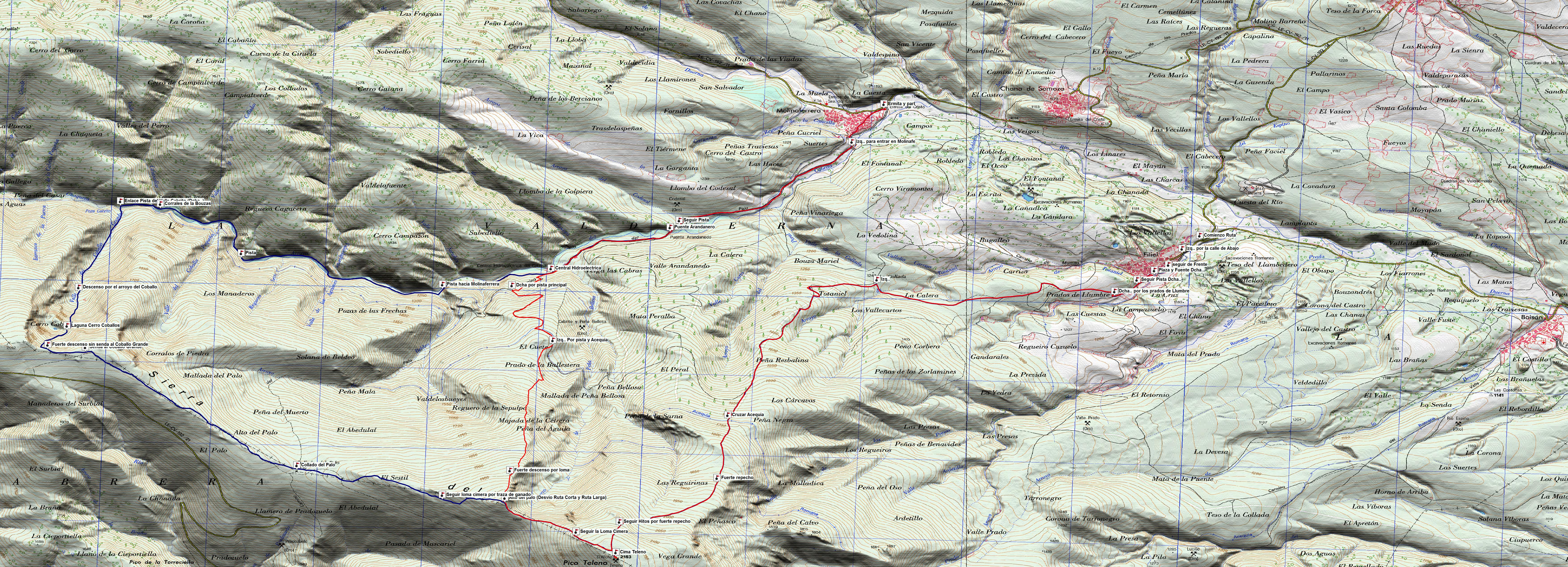 Mapa y Waypoints TELENO (Macizo Galaico Leones)