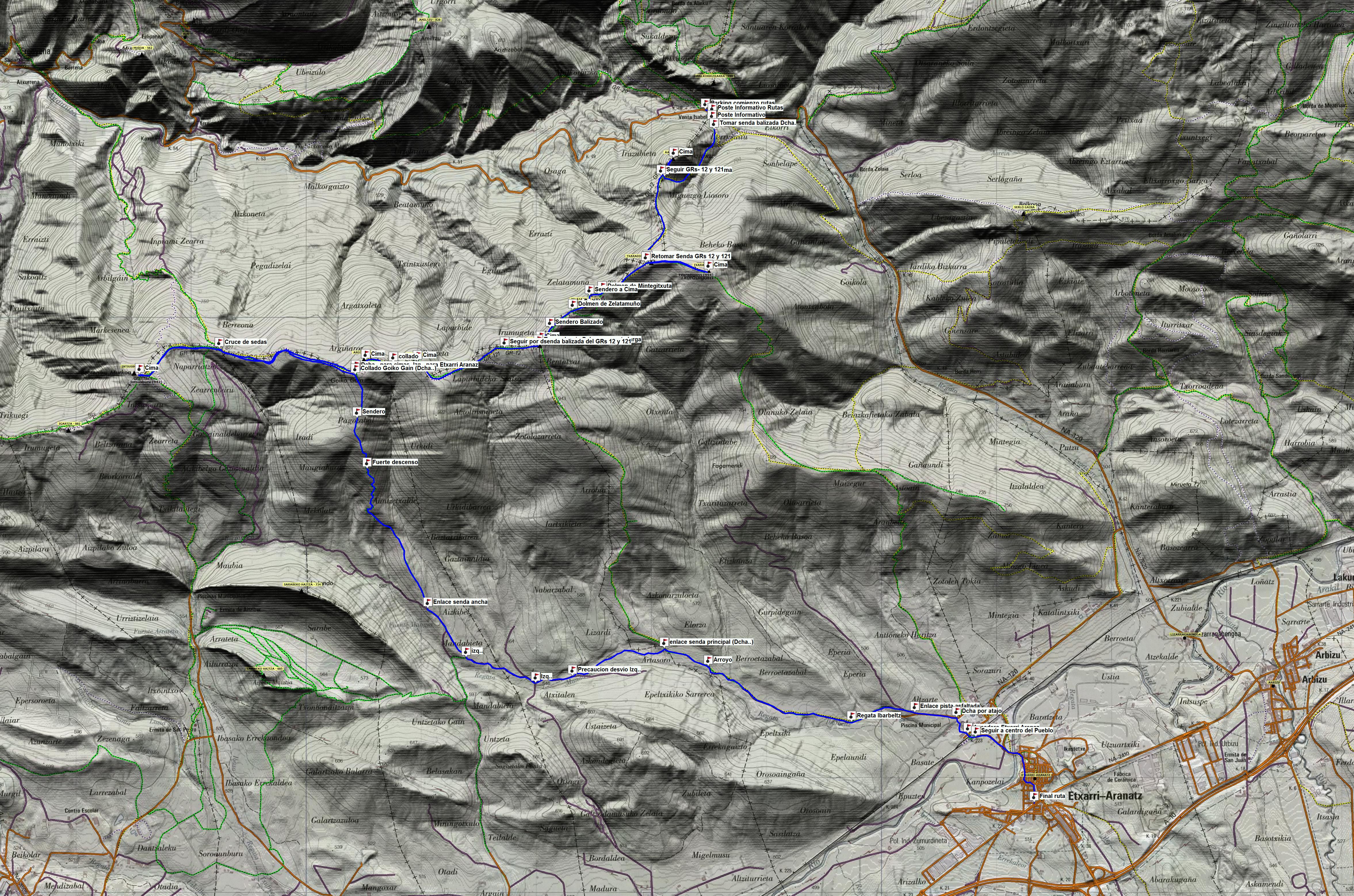 Mapa y Waypoints TXARADIGORRI